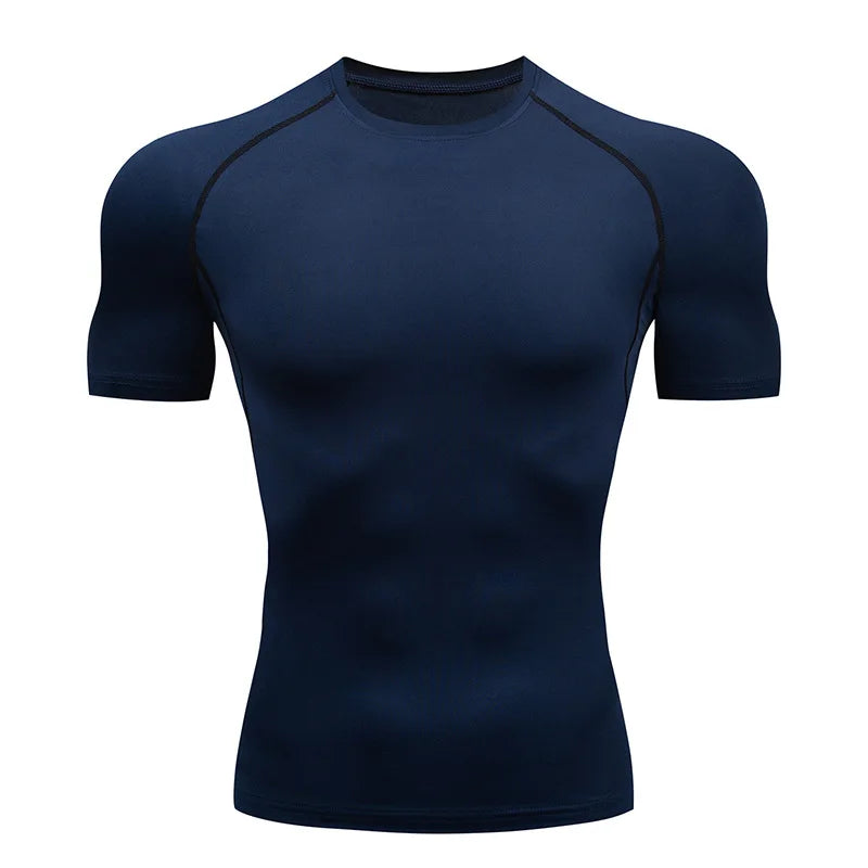 Navy Blue Short Sleeve Compression Shirts