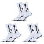 3 Pairs Non-Slip Football Socks - Unisex Sports Socks for Soccer White