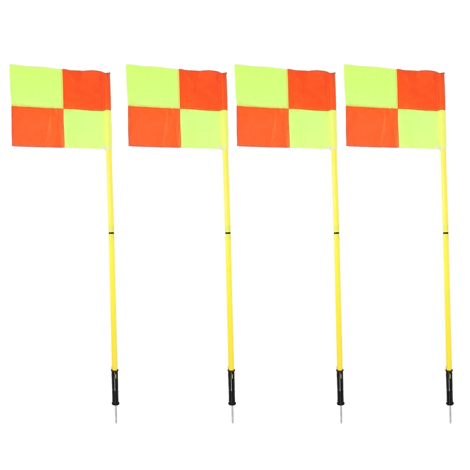 Four Football training poles with corner flags Up