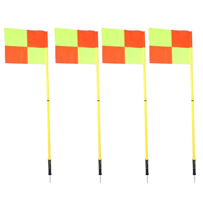 Four Football training poles with corner flags Up