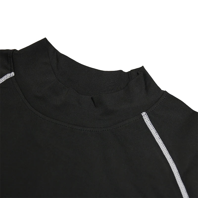 Black Collar of Mens Long Sleeve Compression Shirt