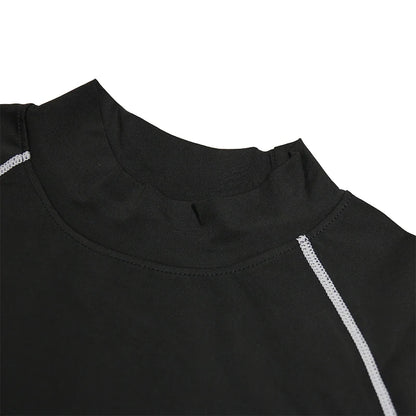 Black Collar of Mens Long Sleeve Compression Shirt