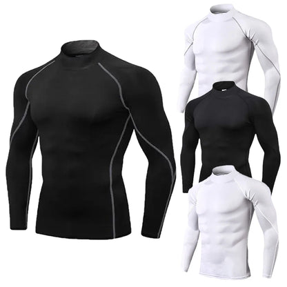 Black and white Long Sleeve Compression Shirts