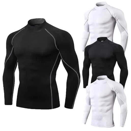 Black and white Long Sleeve Compression Shirts