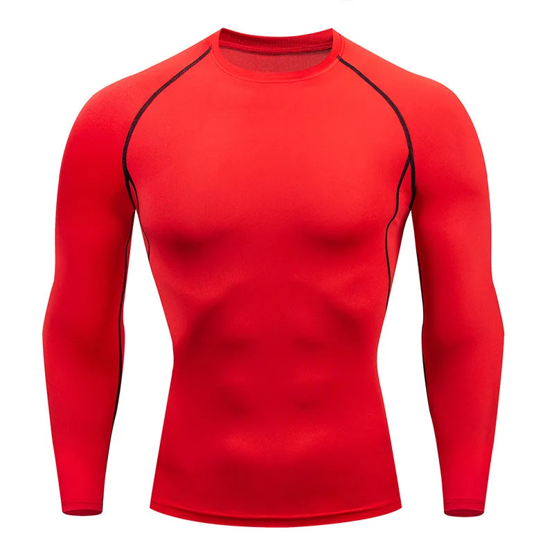 Red with Black Long Sleeve Compression Shirt