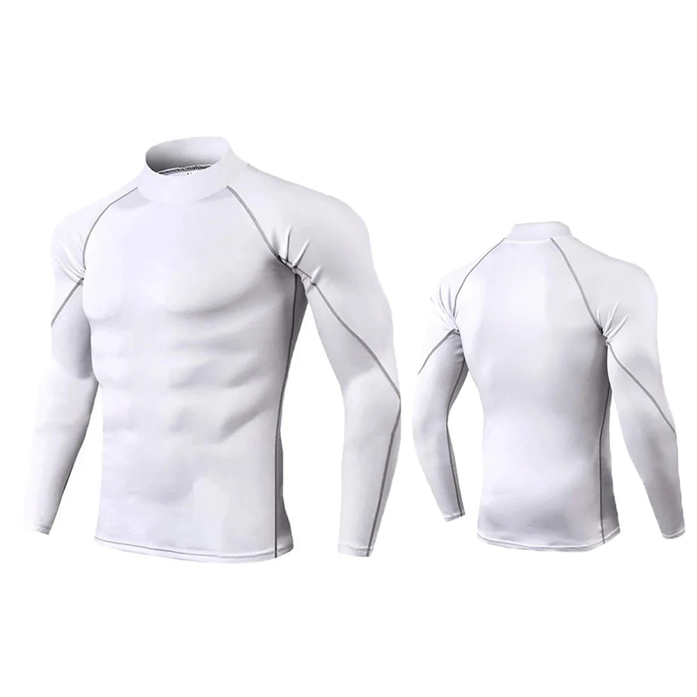 White with Black Long Sleeve Compression Shirt