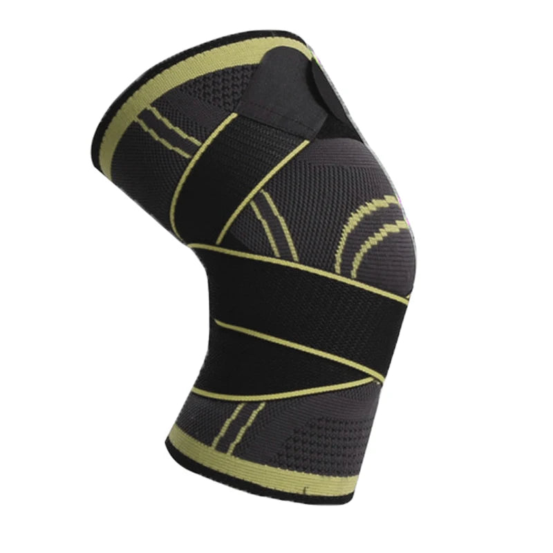 Strapped knee support designed for knee pain relief with padding and adjustable straps